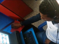 Str8 spy guy cum in his hand in cyber cafe