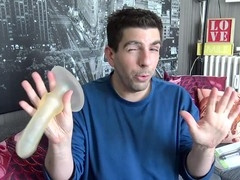 Solo gay plug anal scene with a perfect fit and huge dildo