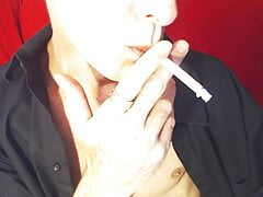 Gay DILF Richard Lennox jerks off while smoking