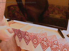 Earl drains and ejaculates on the TV screen