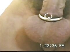 Gay guy wanking and fucking his arse pierced cock