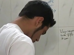 Latinos Threesome in Restroom