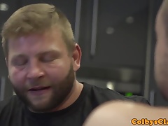 Masculine hunk drills hunk ass in the kitchen
