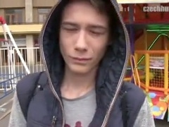 Anal invasion, platinum-blonde, outdoor