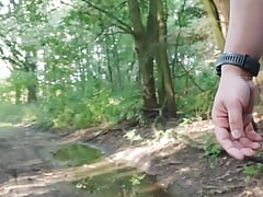 Having fun on my ride home cumming outside public road