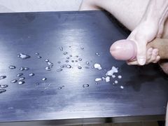 Big cumshot over the table - (Only Cumshot)