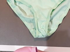 Cum on Hayleys soft green panties