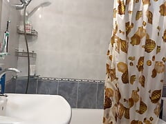 I take a hot shower after a hard day. I wash my legs, humpback and round ass
