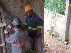 electrician fuckin' the helper during the service