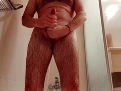 From soft to rock-hard… sexy mature neighbor Viking Tcs gets huge and erect in the shower, finishing with a massive cumshot
