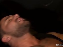 Two guys with big muscles are having hot anal