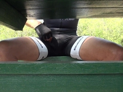 Cyclist blows a load at a cruisy park