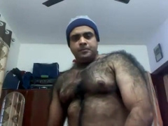 Very hairy indian guy webcam show off.