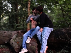 Friends horny outdoors