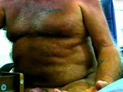 Old Man Stroking on Webcam