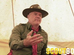 ScoutBoys Sizzling scout Mike Brink barebacks beau in front of scoutmaster