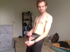 Solo masturbating step brother enjoys HD videos and edges to Big Cock