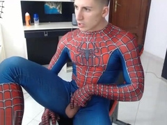 Hot Guys Jerk Off In Spiderman Outfit