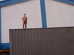 Naked on the cargo container