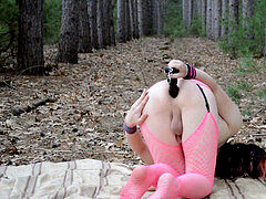 goth femboy fake penis outside