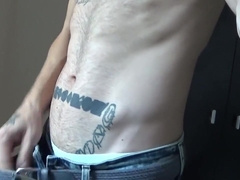 Muscle Hairy Body Flexing And Close-up