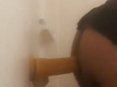 Chub slut in skirt riding dildo