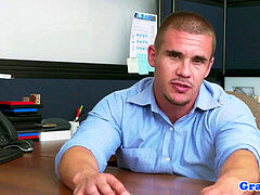 assfucked employee shoots jism in threeway