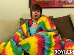 Interviewed gay guy toys his ass and jerks his cock solo