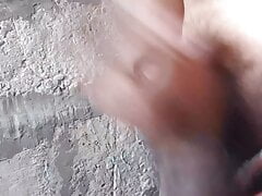 Sperm removed by punching a big penis at home in India.