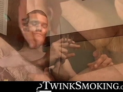 Stud Bryce Corbin smokes three at once while he rocks his dick