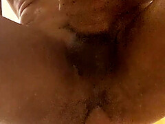 Pounding hard with a huge dildo