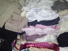 Naughty office worker indulges in g-string fetish during solo masturbation session