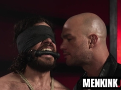 Bald top Cliff Jensen fucking in harsh BDSM submissive Vander Pulaski