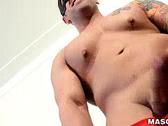 tattooed masked fag sucked dry by deviant man-meat lover