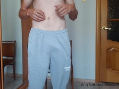 Chav twink swims in the sea and flashes his yam-sized bone