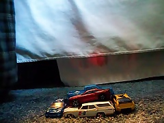 Shooting cum on a pile of matchbox cars