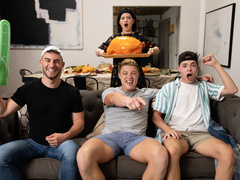 Slender boys pose hot together in a fantastic home play