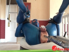 pvcsissy in chastity anal fucking machine 5