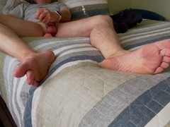 Wild solo play with dildo ending in a creamy treat for Barefoot Blake