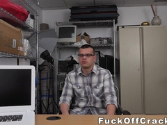 Nerd homo with glasses pleasures monster black cock for cash