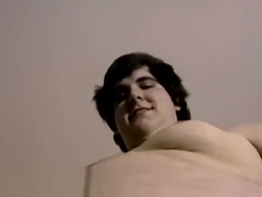 Fat young amateur gently blown before jerking himself off