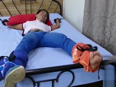 Step daddy tickles twink feet before hard ass fucking commences