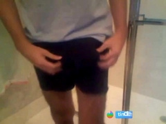 Arab in bathroom and shows his long cock 2