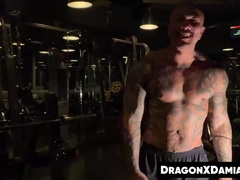 Damian Dragon do a bit of workout before stroking his dick until cumshot