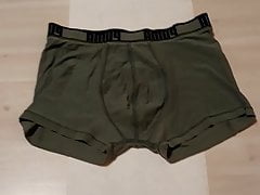 Boy sprays a cumshot over his Puma Underwear