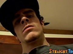 Straight thug uses flashlight toy to please his big cock