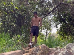 exhibitionist gets nude in the middle of the mountain