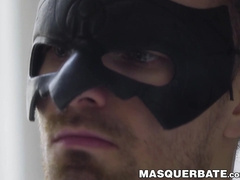 Hot and mysterious hunk masturbates before shower