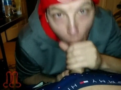 Dangled 20 YO gets his very first DEEP THROAT from a Boy