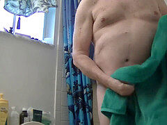 bathroom, fake penis, pruning, stroking, prepuce